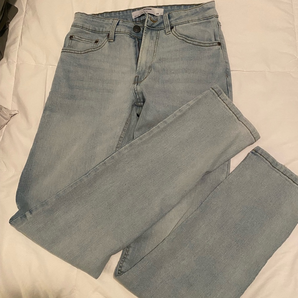 Men's Straight Slim Light Wash Jeans